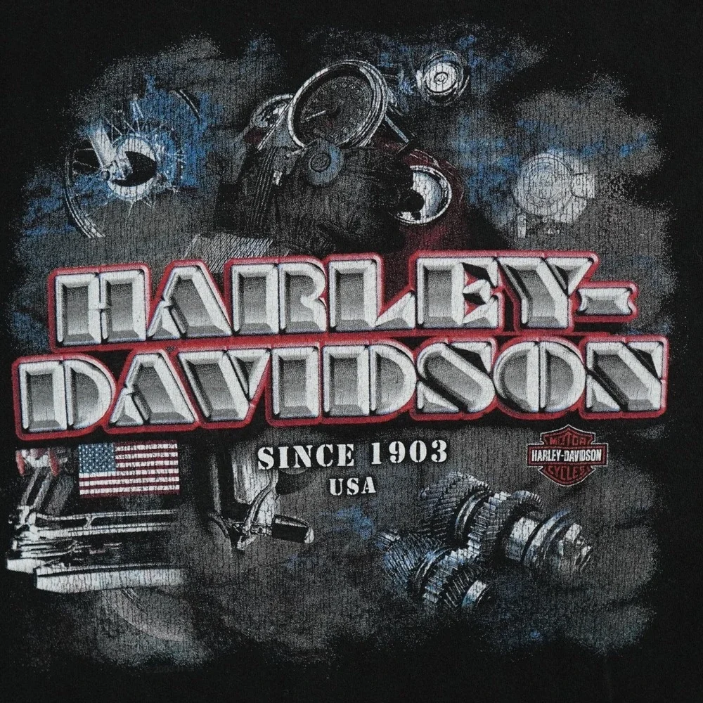 VTG Harley Davidson Shirt Nassau‎ Bahamas Mens Large Black Steel Spellout USA
